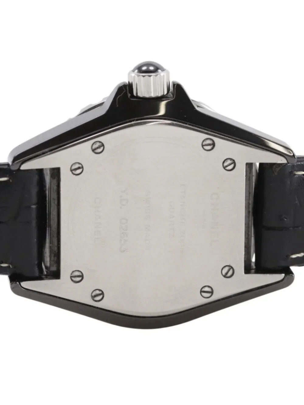 Chanel 33 Ceramic Leather Quartz Analog Display Black Dial Watch